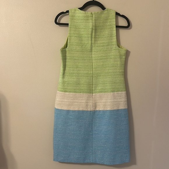 Sara Campbell Duchessa Green Tweed Sleeveless Shift Dress Sz 2 Preppy Old Money - Picture 2 of 8